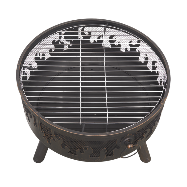 Sealey DG117 │ Dellonda Deluxe Fire Pit Fireplace Outdoor Patio Heater, Cooking Grill & Poker 61cm