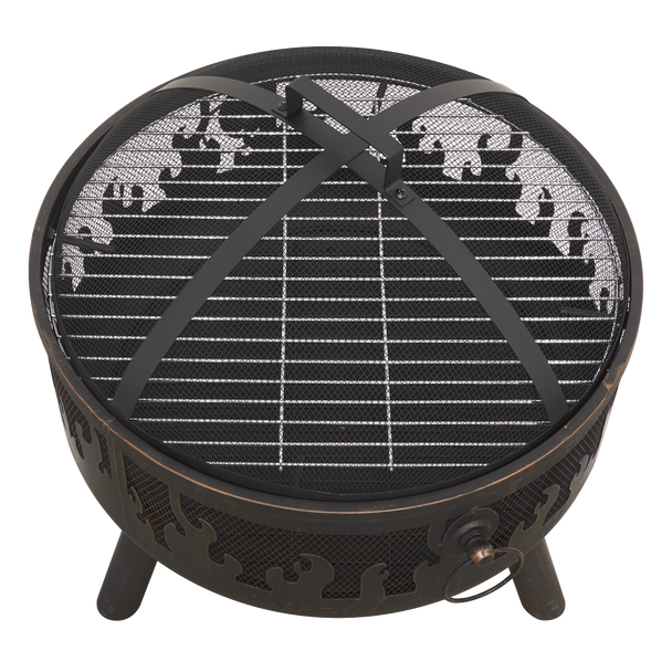 Sealey DG117 │ Dellonda Deluxe Fire Pit Fireplace Outdoor Patio Heater, Cooking Grill & Poker 61cm