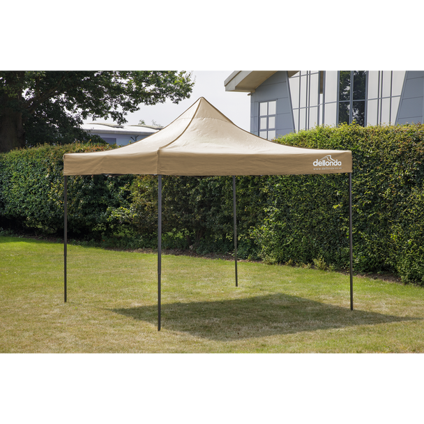 Sealey DG126 │ Dellonda Premium 2x2m Pop-Up Gazebo, Heavy Duty, PVC Coated, Water-Resistant Fabric, Supplied with Carry Bag, Rope, Stakes & Weight Bags - Beige Canopy