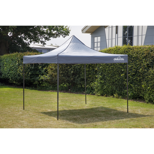 Sealey DG129 │ Dellonda Premium 2 x 2m Pop-Up Gazebo, Heavy Duty, PVC Coated, Water-Resistant Fabric, Supplied with Carry Bag, Rope, Stakes & Weight Bags - Grey Canopy