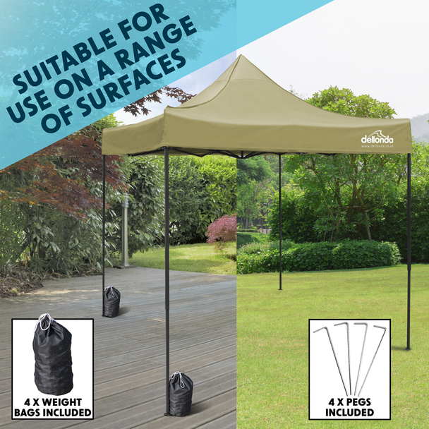 Sealey DG130 │ Dellonda Premium 3 x 3m Pop-Up Gazebo, PVC Coated, Water-Resistant Fabric, Supplied with Carry Bag, Rope, Stakes & Weight Bags - Beige Canopy