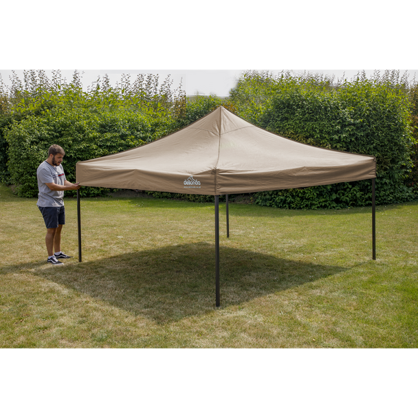 Sealey DG130 │ Dellonda Premium 3 x 3m Pop-Up Gazebo, PVC Coated, Water-Resistant Fabric, Supplied with Carry Bag, Rope, Stakes & Weight Bags - Beige Canopy