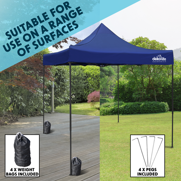 Sealey DG131 │ Dellonda Premium 3 x 3m Pop-Up Gazebo, PVC Coated, Water-Resistant Fabric, Supplied with Carry Bag, Rope, Stakes & Weight Bags - Blue Canopy