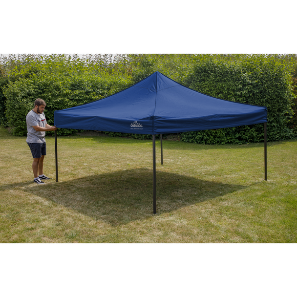 Sealey DG131 │ Dellonda Premium 3 x 3m Pop-Up Gazebo, PVC Coated, Water-Resistant Fabric, Supplied with Carry Bag, Rope, Stakes & Weight Bags - Blue Canopy