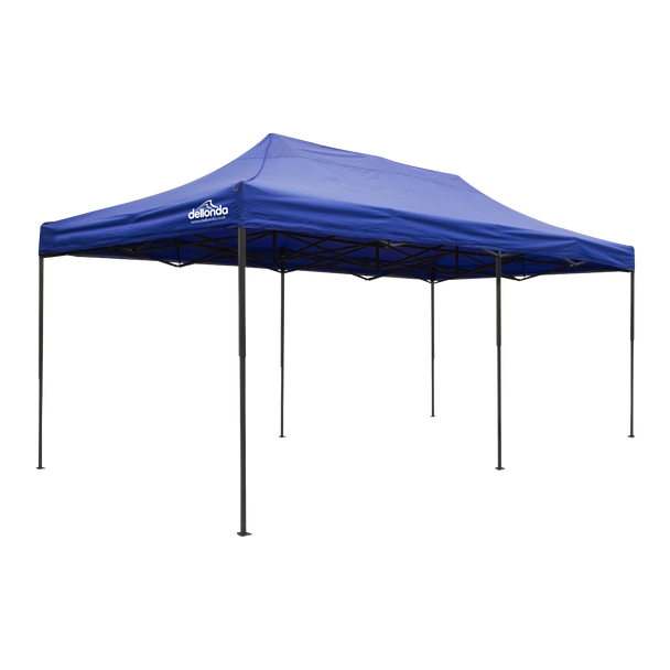 Sealey DG139 │ Dellonda Premium 3x6m Pop-Up Gazebo, Heavy Duty, PVC Coated, Water-Resistant Fabric, Supplied with Carry Bag, Rope, Stakes & Weight Bags - Blue Canopy