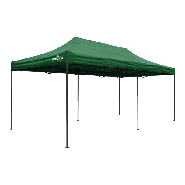 Sealey DG140 │ Dellonda Premium 3x6m Pop-Up Gazebo, Heavy Duty, PVC Coated, Water-Resistant Fabric, Supplied with Carry Bag, Rope, Stakes & Weight Bags - Dark Green Canopy