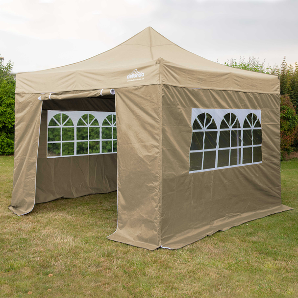 Sealey DG160 │ Dellonda Premium 2x2m Pop-Up Gazebo & Side Walls, PVC Coated, Water-Resistant Fabric, Supplied with Carry Bag, Rope, Stakes & Weight Bags - Beige