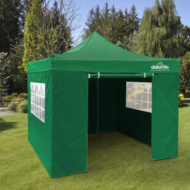 Sealey DG162 │ Dellonda Premium 2x2m Pop-Up Gazebo & Side Walls, PVC Coated, Water-Resistant Fabric with Carry Bag, Rope, Stakes & Weight Bags - Green