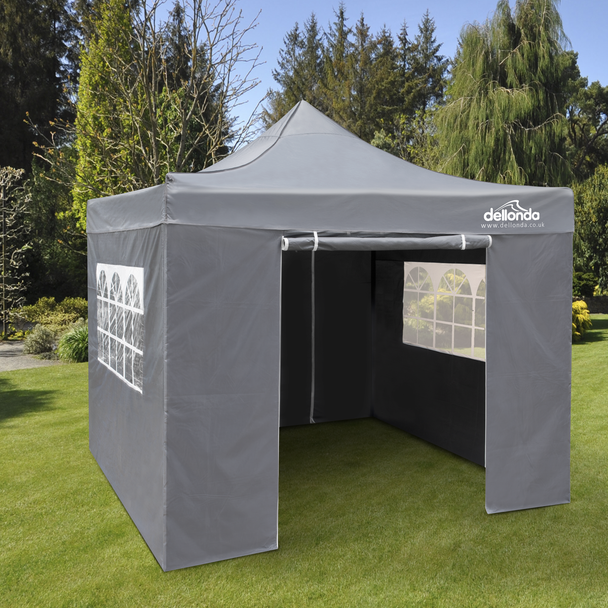 Sealey DG163 │ Dellonda Premium 2x2m Pop-Up Gazebo & Side Walls, PVC Coated, Water-Resistant Fabric, Supplied with Carry Bag, Rope, Stakes & Weight Bags - Grey