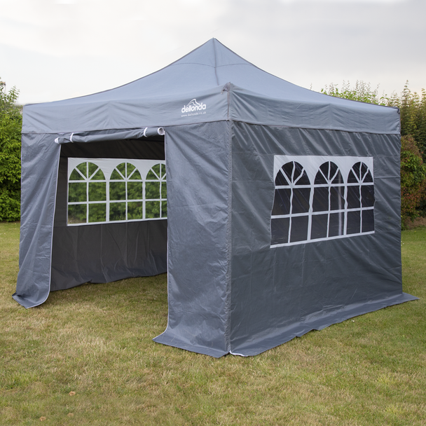 Sealey DG163 │ Dellonda Premium 2x2m Pop-Up Gazebo & Side Walls, PVC Coated, Water-Resistant Fabric, Supplied with Carry Bag, Rope, Stakes & Weight Bags - Grey