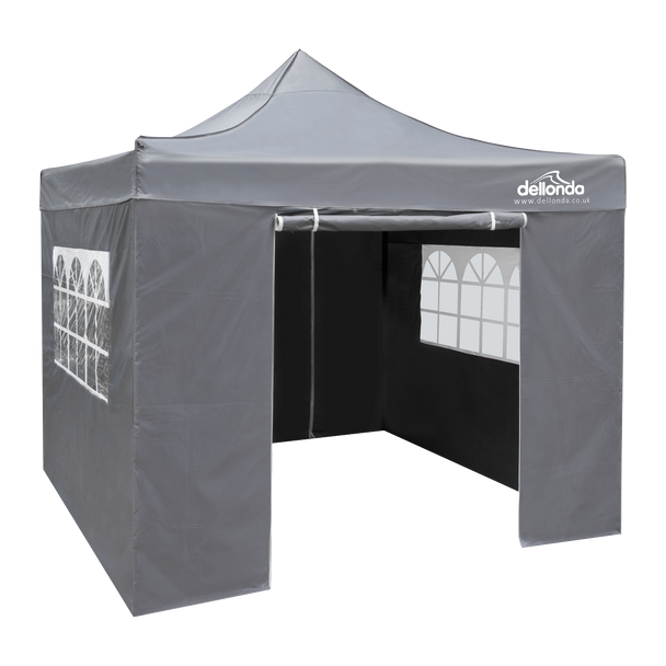 Sealey DG163 │ Dellonda Premium 2x2m Pop-Up Gazebo & Side Walls, PVC Coated, Water-Resistant Fabric, Supplied with Carry Bag, Rope, Stakes & Weight Bags - Grey