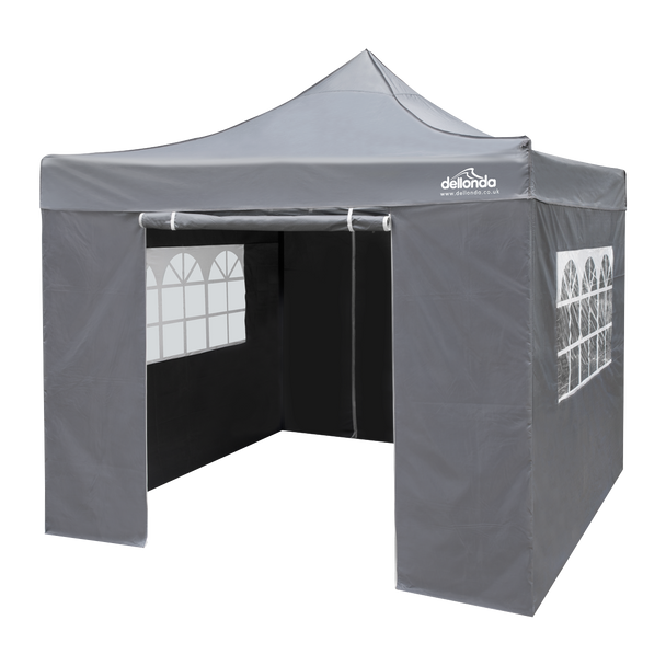 Sealey DG163 │ Dellonda Premium 2x2m Pop-Up Gazebo & Side Walls, PVC Coated, Water-Resistant Fabric, Supplied with Carry Bag, Rope, Stakes & Weight Bags - Grey