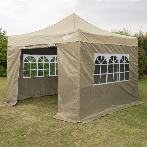 Sealey DG164 │ Dellonda Premium 3x3m Pop-Up Gazebo & Side Walls, PVC Coated, Water-Resistant Fabric with Carry Bag, Rope, Stakes & Weight Bags - Beige