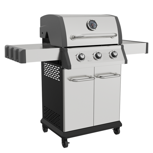 Sealey DG16 │ Dellonda 3 Burner Deluxe Gas BBQ Grill with Piezo Ignition & Thermometer - Stainless Steel