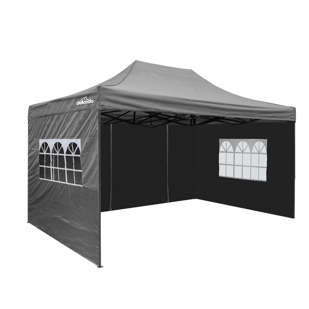 Sealey DG171 │ Dellonda Premium 3x4.5m Pop-Up Gazebo & Side Walls, PVC Coated, Water-Resistant Fabric with Carry Bag, Rope, Stakes & Weight Bags - Grey