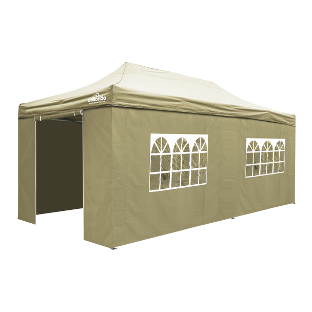Sealey DG172 │ Dellonda Premium 3x6m Pop-Up Gazebo & Side Walls, PVC Coated, Water-Resistant Fabric with Carry Bag, Rope, Stakes & Weight Bags - Beige