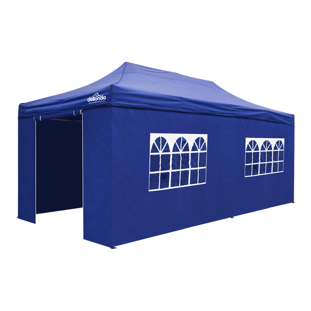 Sealey DG173 │ Dellonda Premium 3x6m Pop-Up Gazebo & Side Walls, PVC Coated, Water-Resistant Fabric with Carry Bag, Rope, Stakes & Weight Bags - Blue Canopy - DG173