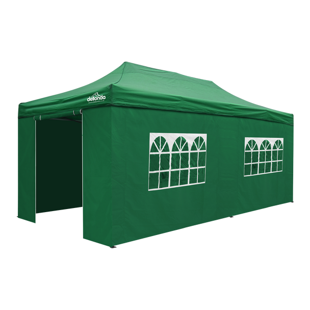 Sealey DG174 │ Dellonda Premium 3x6m Pop-Up Gazebo & Side Walls, PVC Coated, Water-Resistant Fabric with Carry Bag, Rope, Stakes & Weight Bags - Greenb