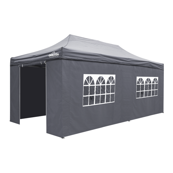Sealey DG175 │ Dellonda Premium 3x6m Pop-Up Gazebo & Side Walls, PVC Coated, Water-Resistant Fabric with Carry Bag, Rope, Stakes & Weight Bags - Grey