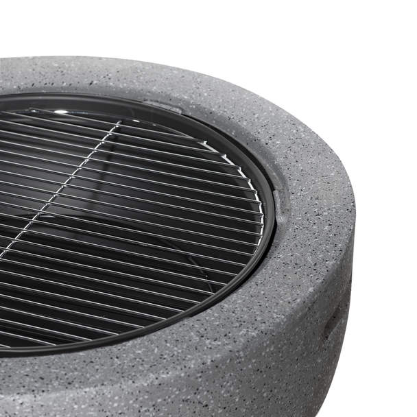 Sealey DG189 │ Dellonda Round MgO Fire Pit with BBQ Grill & Safety Mesh Screen 60cm - Dark Grey