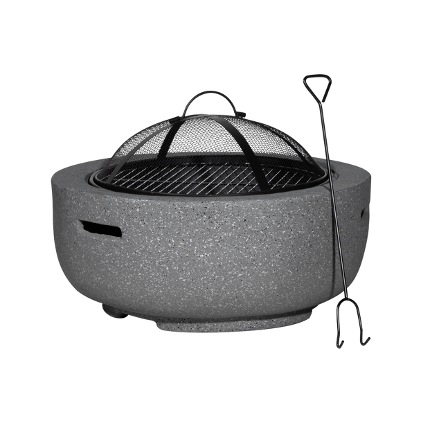 Sealey DG189 │ Dellonda Round MgO Fire Pit with BBQ Grill & Safety Mesh Screen 60cm - Dark Grey