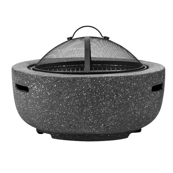 Sealey DG189 │ Dellonda Round MgO Fire Pit with BBQ Grill & Safety Mesh Screen 60cm - Dark Grey