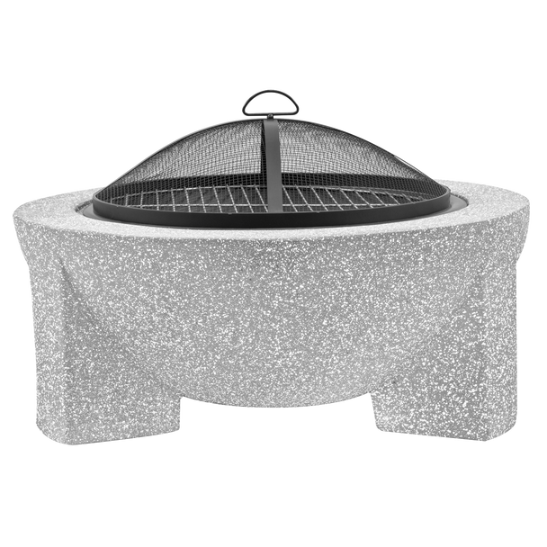 Sealey DG190 │ Dellonda Round MgO Fire Pit with BBQ Grill & Safety Mesh Screen 75cm - Light Grey