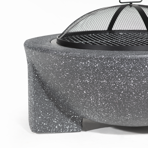 Sealey DG191 │ Dellonda Round MgO Fire Pit with BBQ Grill & Safety Mesh Screen 75cm - Dark Grey