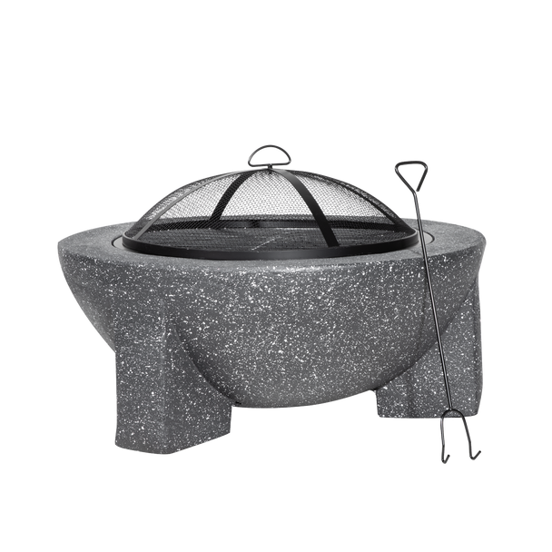 Sealey DG191 │ Dellonda Round MgO Fire Pit with BBQ Grill & Safety Mesh Screen 75cm - Dark Grey