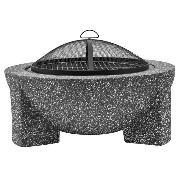 Sealey DG191 │ Dellonda Round MgO Fire Pit with BBQ Grill & Safety Mesh Screen 75cm - Dark Grey