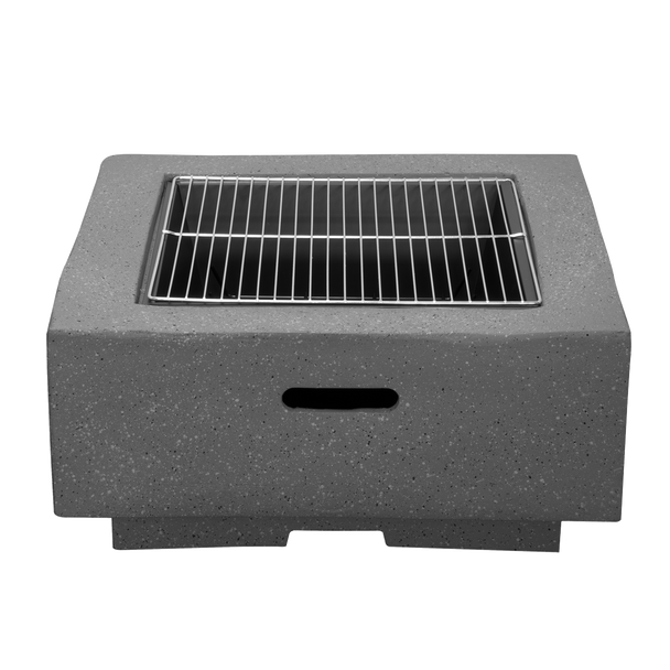 Sealey DG193 │ Dellonda Square MgO Fire Pit with BBQ Grill, Safety Mesh Screen - Dark Grey