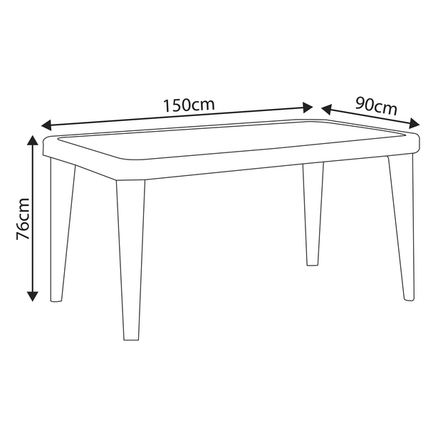 Sealey DG210 │ Dellonda Weather-Resistant Polypropylene/Fibreglass Dining Table with Tempered Glass Top - Ivory White