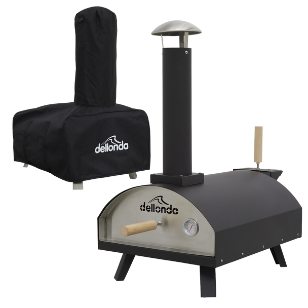 Sealey DG218 │ Dellonda Wood-Fired Pizza Oven, Pizza Peel & Cover 14" - Black