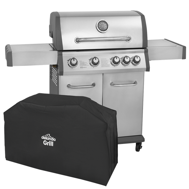 Sealey DG231 │ Dellonda 4+1 Burner Deluxe Gas BBQ Grill with Piezo Ignition & Thermometer & Cover - Stainless Steel