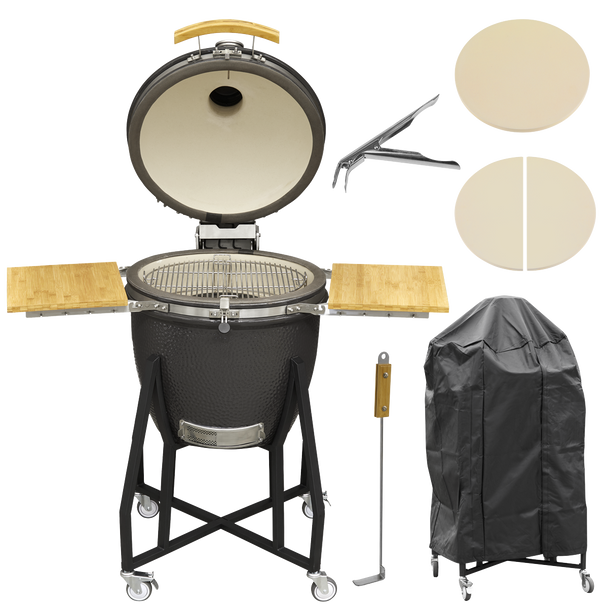 Sealey DG236 │ Dellonda Deluxe 22"(56cm) Ceramic Kamado Style BBQ, Cover, Grid Gripper, Heat Deflector & Heat Deflector Support