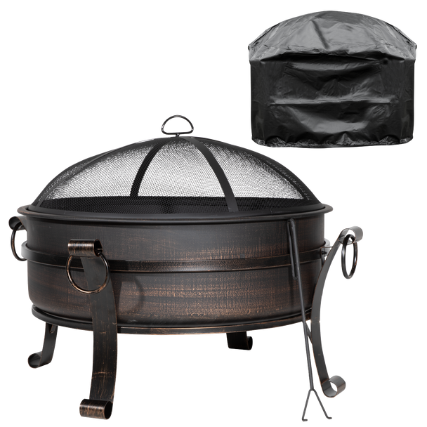 Sealey DG237 │ Dellonda Deluxe 2-in-1 Outdoor Fire Pit/Coffee Table with Drawstring Cover 93cm Antique Bronze Effect