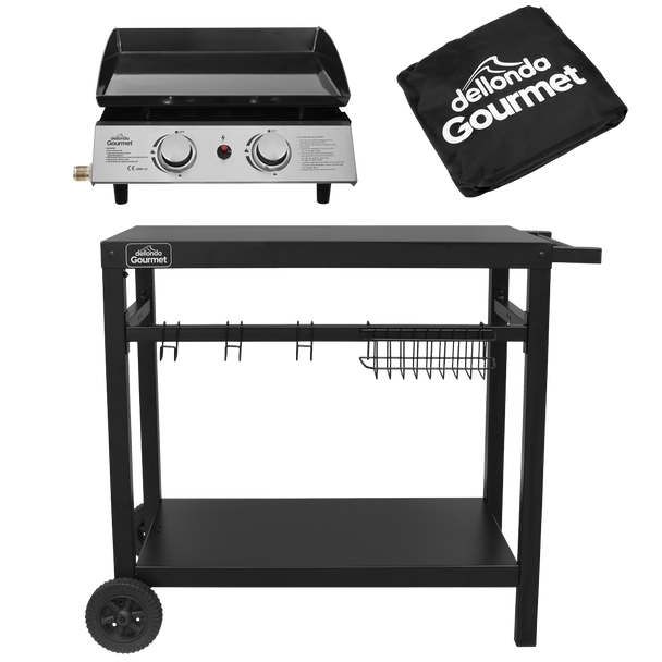 Sealey DG249 │ Dellonda 2 Burner Portable Gas Plancha, Cover & Trolley