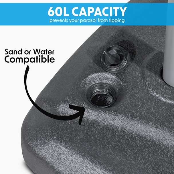 Sealey DG266 │ Dellonda Fillable Parasol Base with Wheels, Water/Sand Fill 60L