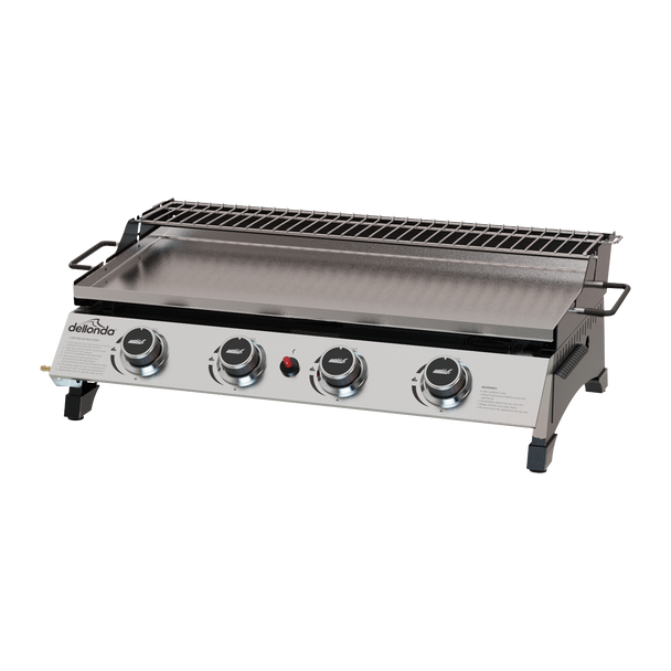 Sealey DG277 │ Dellonda 4 Burner Stainless Steel Portable Gas Plancha with Warming Rack 10kW