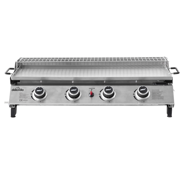 Sealey DG277 │ Dellonda 4 Burner Stainless Steel Portable Gas Plancha with Warming Rack 10kW