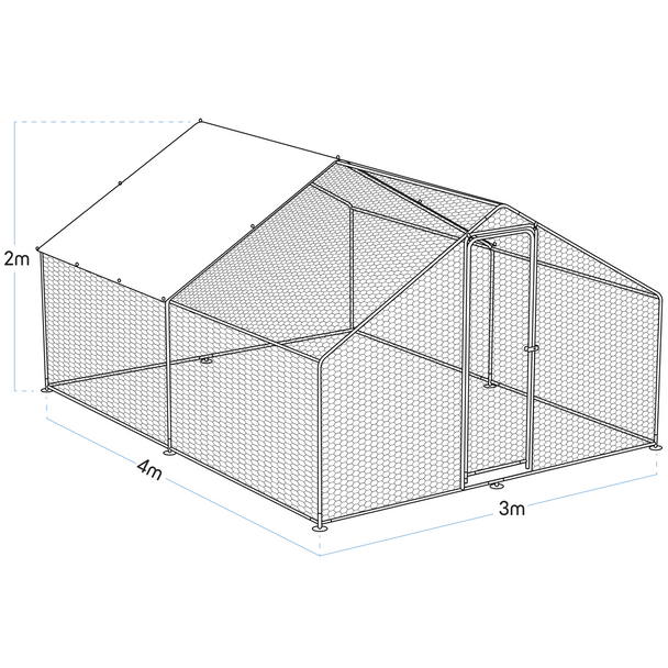 Sealey DG279 │ Dellonda Walk-In Galvanized Steel Chicken Run with Roof Cover & PVC Coated Chicken Wire