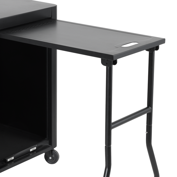 Sealey DG282 │ Dellonda BBQ/Plancha Workstation Trolley with Cupboard, Extension Table & Utensil Hooks, Black