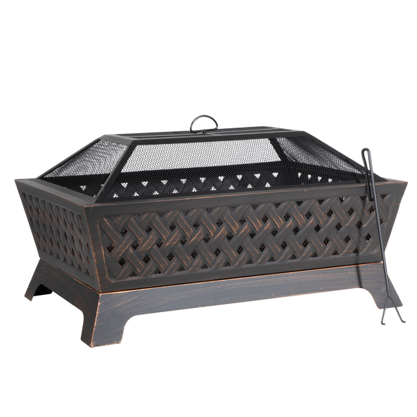 Sealey DG44 │ Dellonda 89cm Rectangular Outdoor Fire Pit, Antique Bronze Effect