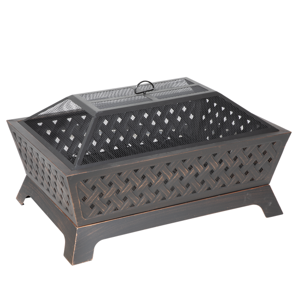 Sealey DG44 │ Dellonda 89cm Rectangular Outdoor Fire Pit, Antique Bronze Effect