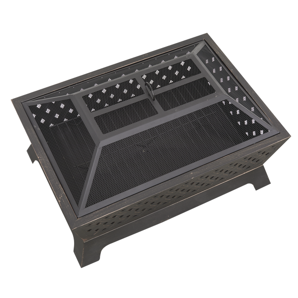 Sealey DG44 │ Dellonda 89cm Rectangular Outdoor Fire Pit, Antique Bronze Effect