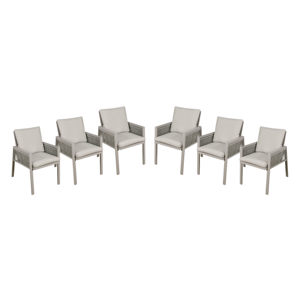 Sealey DG49 │ Dellonda Fusion Garden/Patio Dining Chairs with Armrests 6pc - Light Grey