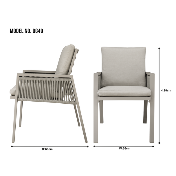 Sealey DG50 │ Dellonda Fusion Garden/Patio Dining Chairs with Armrests 4pc - Light Grey
