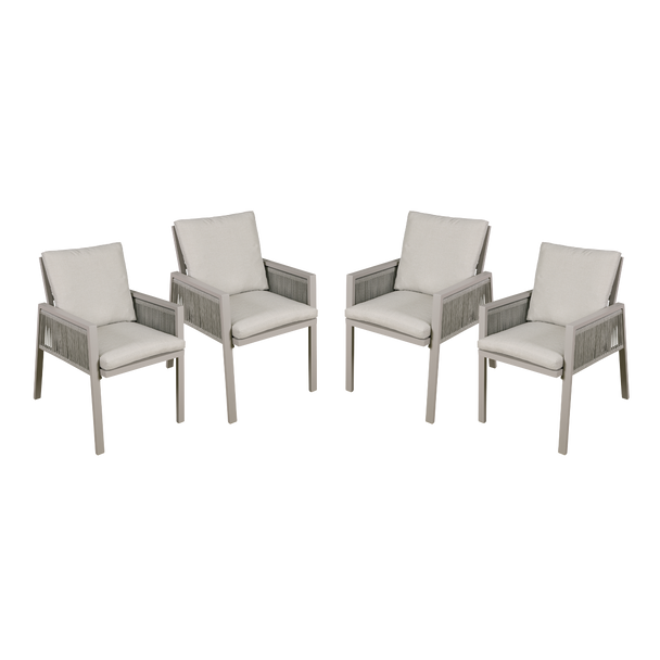 Sealey DG50 │ Dellonda Fusion Garden/Patio Dining Chairs with Armrests 4pc - Light Grey