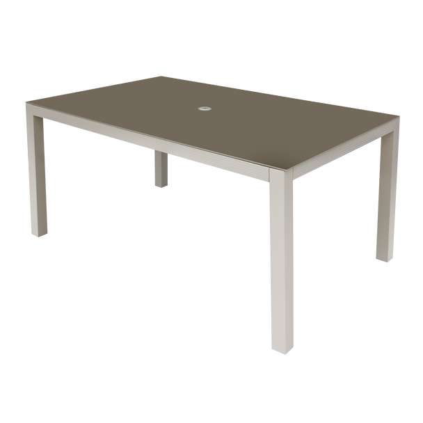 Sealey DG51 │ Dellonda Fusion Aluminium Garden Dining Table with Tempered Glass & Parasol Hole - Light Grey