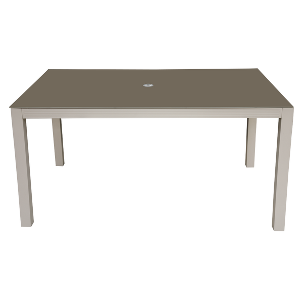 Sealey DG51 │ Dellonda Fusion Aluminium Garden Dining Table with Tempered Glass & Parasol Hole - Light Grey